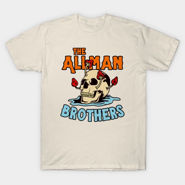 The Allman Brothers - Skull Mushroom Style T-Shirt by Faeyza Creative Design